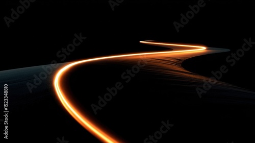 Abstract glowing orange line path