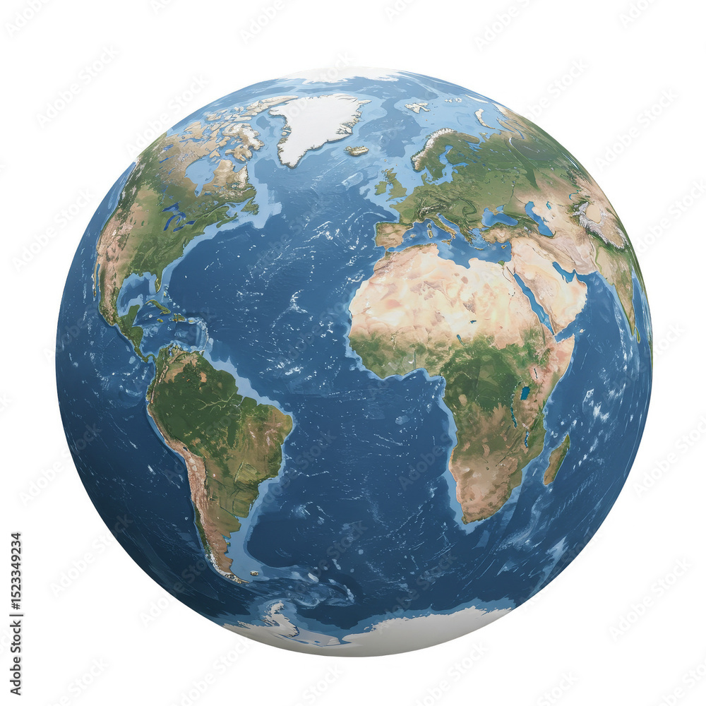 Fototapeta premium Detailed Pixel Art Illustration of Earth Globe with Continents and Oceans