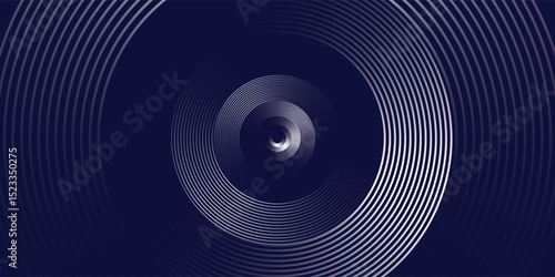 Blue abstract background with glowing circles. Swirl circular lines pattern. Geometric spiral. Twirl element. Modern graphic design. Futuristic technology concept. Vector illustration.