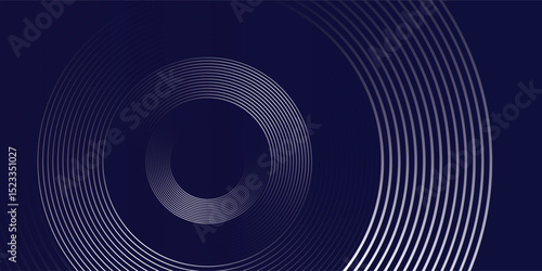 Blue abstract background with glowing circles. Swirl circular lines pattern. Geometric spiral. Twirl element. Modern graphic design. Futuristic technology concept. Vector illustration.