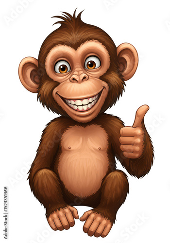 Cartoon Monkey With Thumb U...