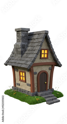 Cartoon Stone House Cottage...