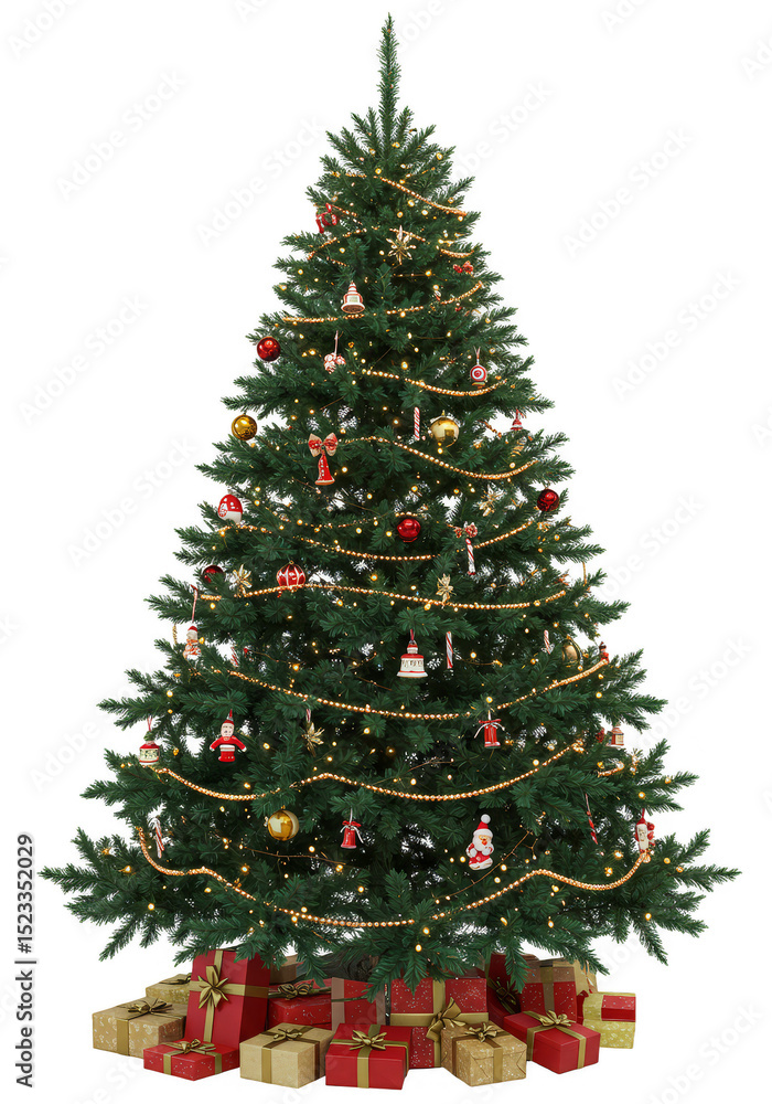 Isolated Christmas Tree with Gifts Festive Holiday Celebration Background Isolated Christmas Tree with Gifts Festive Holiday Celebration Background