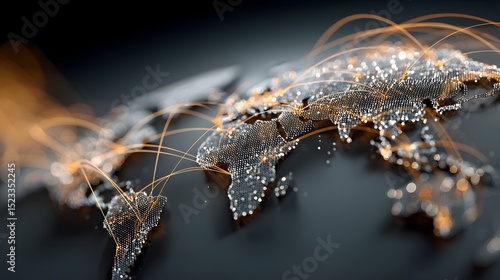 A complex global business network of digital connections