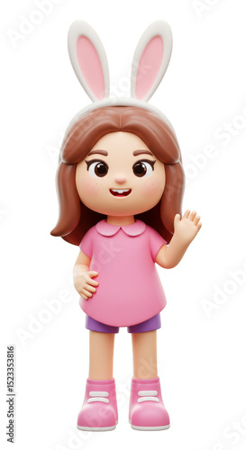 Cute Cartoon Girl 3d Render...