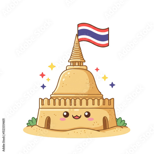 Wallpaper Mural Cute Sandcastle Illustration with Thailand Flag on Transparent Background Torontodigital.ca