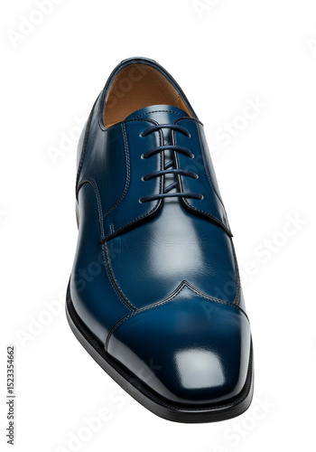 Isolated Blue Leather Dress Shoe Detailed Fashionable Footwear