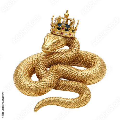 Golden Snake with Crown 3D ...