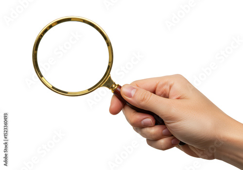 Wallpaper Mural Hand Holding a Golden Magnifying Glass for Search Find and Research Torontodigital.ca