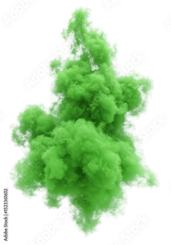 Isolated Green Smoke Cloud Effect on Transparent Background Texture