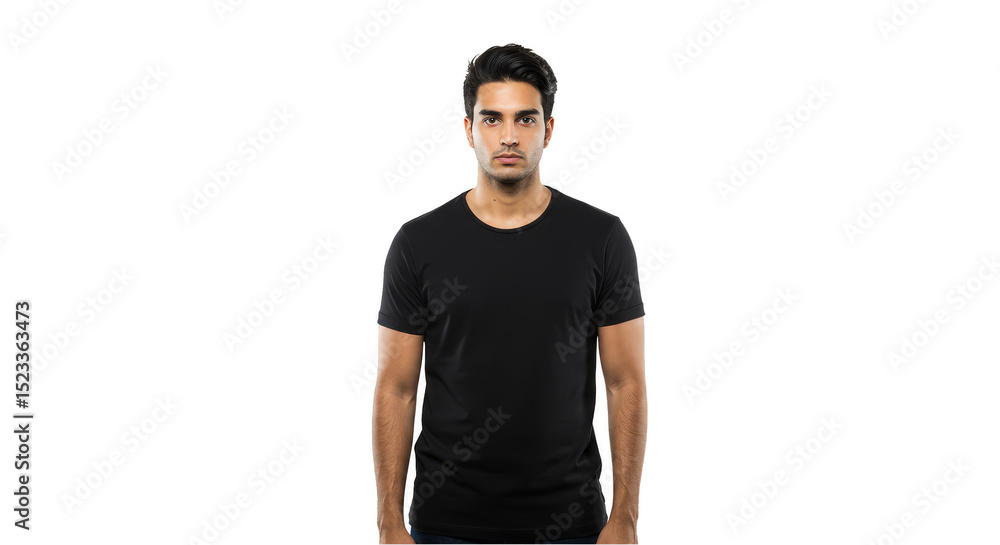 Isolated Portrait of Confident Man in Black Shirt on Transparent Background Isolated Portrait of Confident Man in Black Shirt on Transparent Background