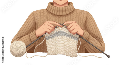 Illustration Hands Knitting...