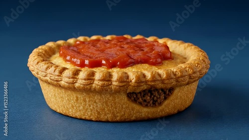 Individual meat pies on display