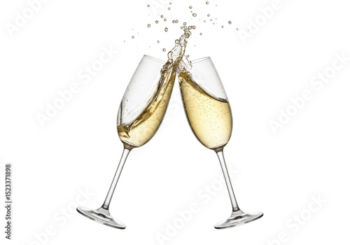 Isolated Celebration Champagne Toast Glasses Cheersing New Year Eve