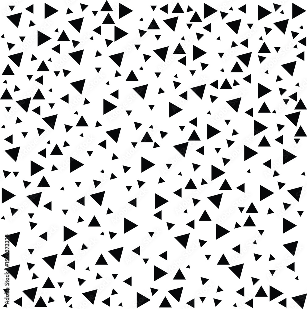 Seamless Abstract Triangle Vector Pattern – Black & White Geometric Design with Memphis-Inspired Chaos, Scattered Shapes, and Trendy Hipster Texture Seamless Abstract Triangle Vector Pattern – Black & White Geometric Design with Memphis-Inspired Chaos, Scattered Shapes, and Trendy Hipster Texture