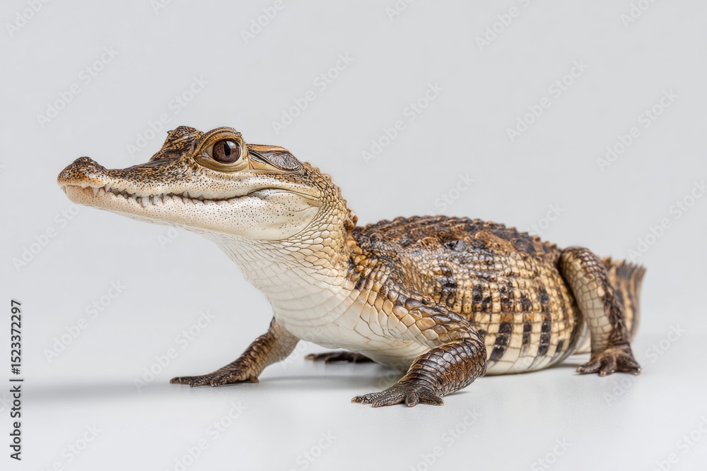 Naklejka premium Small Alligator on White Background