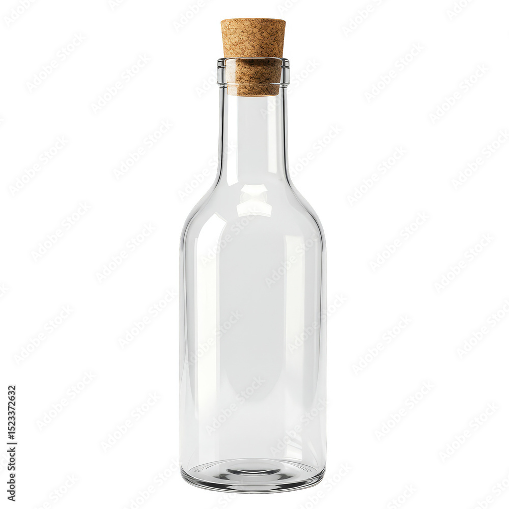 Illustration of Empty Transparent Glass Bottle with Cork Sealed Isolated Illustration of Empty Transparent Glass Bottle with Cork Sealed Isolated