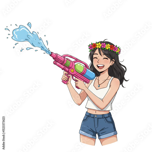 Illustration of Girl with W...