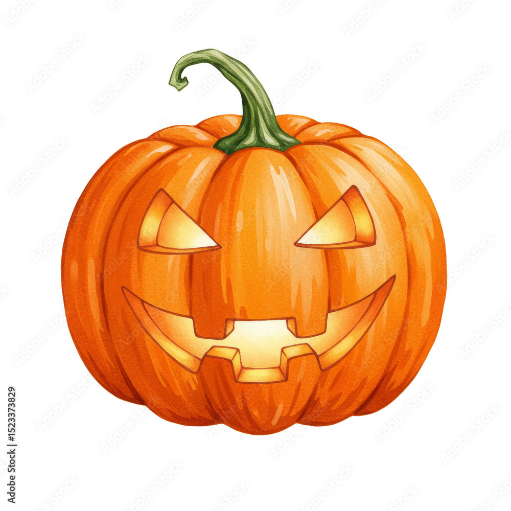 Fototapeta premium Illustration of Glowing Halloween Pumpkin with Isolated Transparent Background