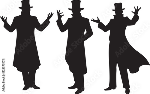 Magician performing magic trick illusion vector illustration