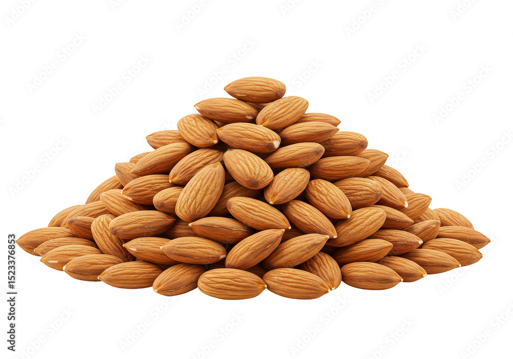 Isolated Pile of Almonds Nuts Seeds Brown with Transparent Background Isolated Pile of Almonds Nuts Seeds Brown with Transparent Background