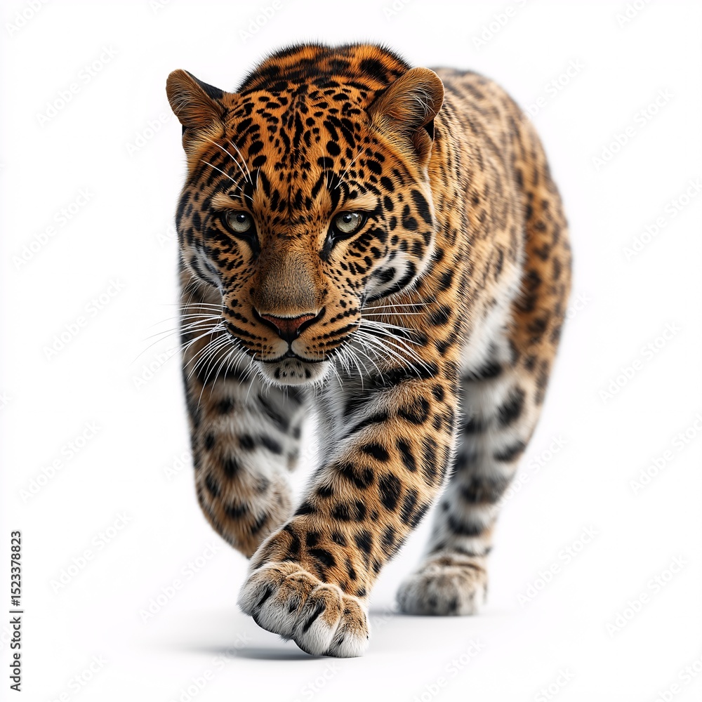 Obraz premium Mighty Jaguar Stalking in South American Wilderness. Spotty Fur, Fierce Eyes & Agile Movement