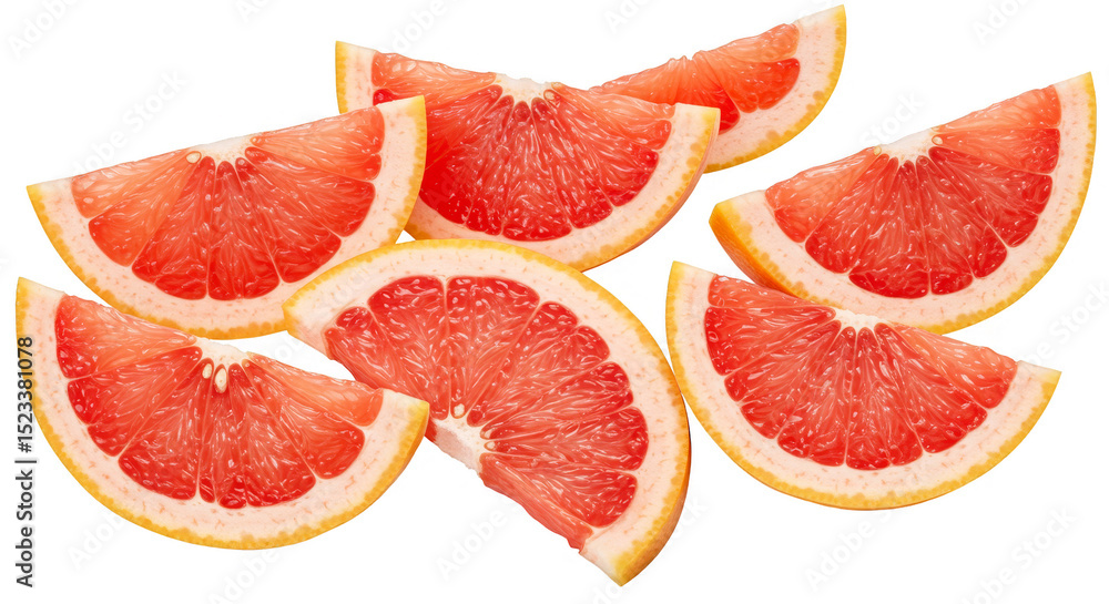 Isolated Slices of Grapefruit Fruit Citrus Pink Color on Transparent Isolated Slices of Grapefruit Fruit Citrus Pink Color on Transparent