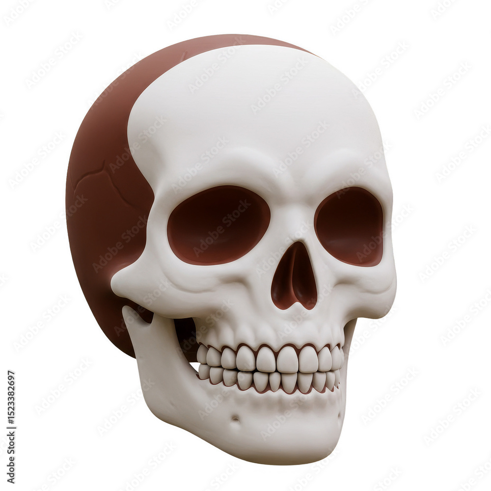Obraz premium Realistic 3D Rendering of Human Skull with Transparent Background