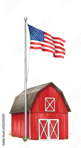 Illustration Red Barn with ...
