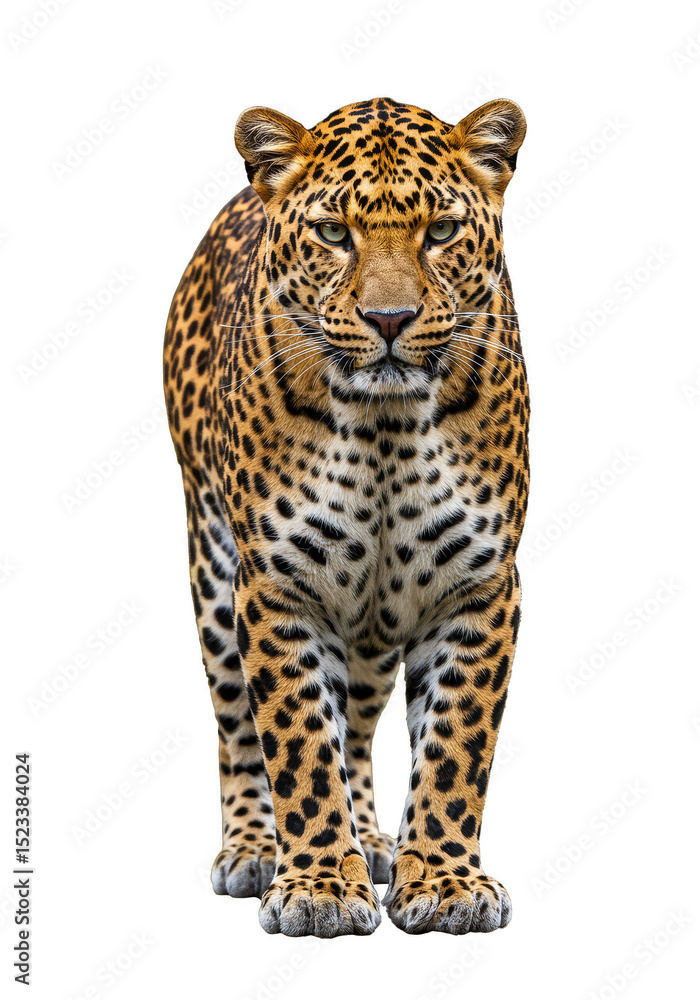 Obraz premium Isolated Transparent Background of a Leopard Standing Wildlife Animal
