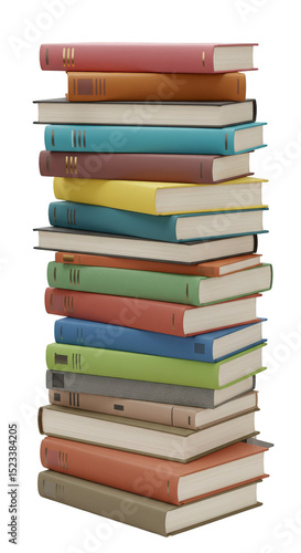Stack of Books Education Pile Knowledge Learning on Transparent