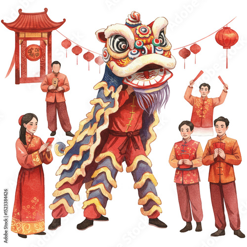 Illustrative Lion Dance wit...