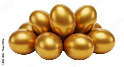 Isolated 3D Golden Eggs Tre...