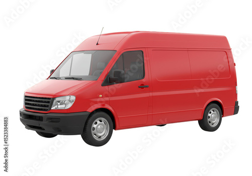 Isolated 3D Render of a Red Van for Commercial Transportation