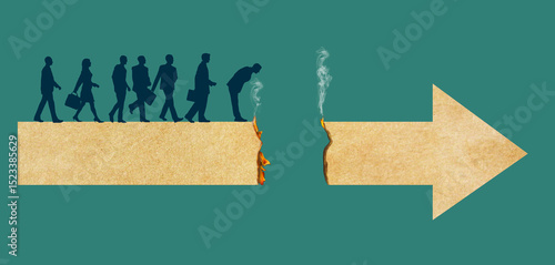 Photos A team of business people run into an obstacle as they pursue their goals in this 3-d illustration