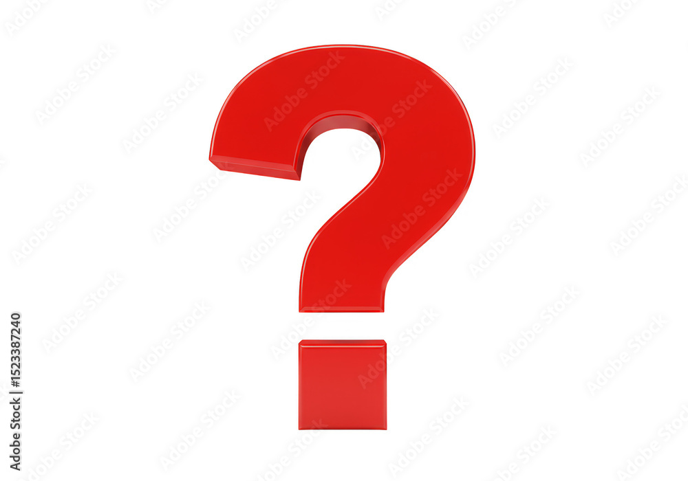 Isolated Question Mark in 3D Rendered Red Transparent Background Isolated Question Mark in 3D Rendered Red Transparent Background