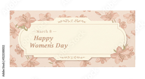 Isolated Background with Floral Patterns for Happy Women's Day in March