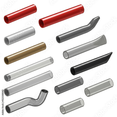 Isometric Illustration Pipes Plumbing Industry with Transparent Background