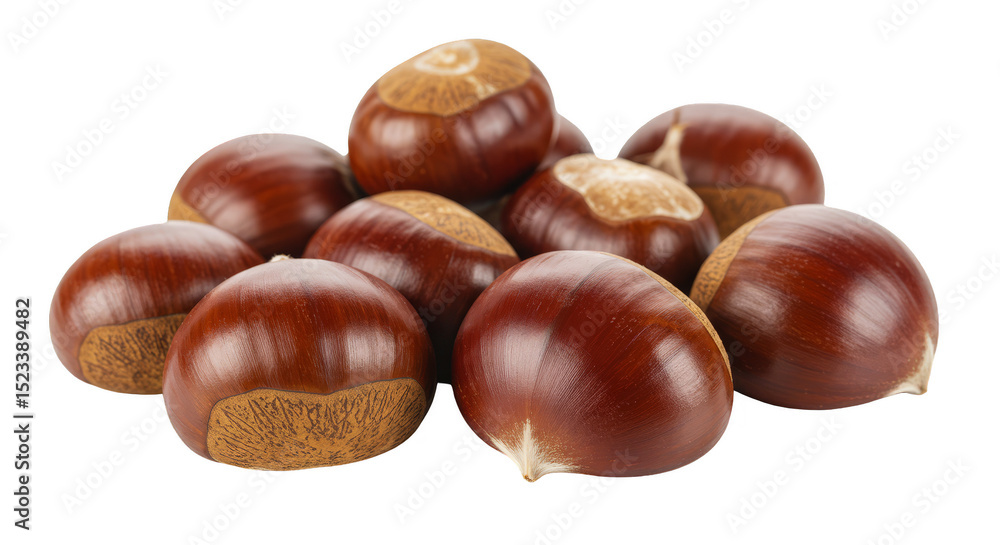 Isolated Still Life Of Brown Chestnuts Pile On Transparent Background Isolated Still Life Of Brown Chestnuts Pile On Transparent Background