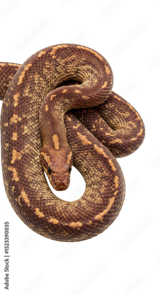 Obraz premium Isolated Brown Scaled Snake Reptile Wildlife Animal on Transparent Background