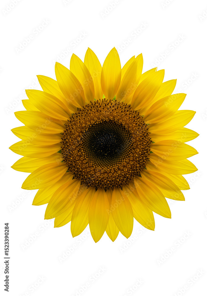 Fototapeta premium Isolated Sunflower Bloom with Yellow Petals in Transparent Background