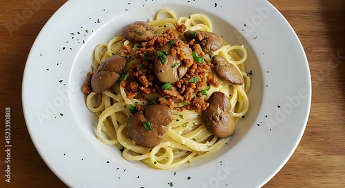 pasta with sauce top view 