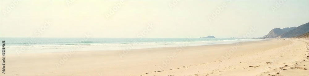 Vast expanse of empty beach at low tide, smooth sand stretches to the horizon under a pale sky Perfect for relaxation, solitude, and coastal scenery themes , coastal, texture Vast expanse of empty beach at low tide, smooth sand stretches to the horizon under a pale sky Perfect for relaxation, solitude, and coastal scenery themes , coastal, texture