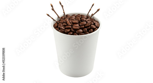 Isolated Coffee Beans in Pa...