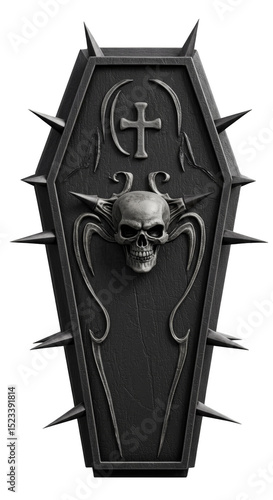 Isolated Coffin with Skull ...