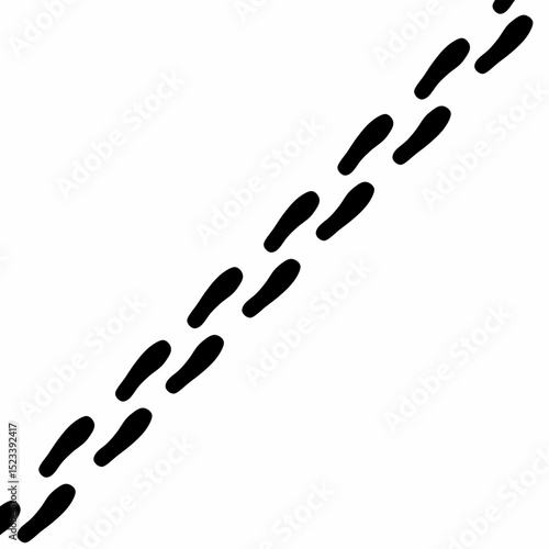 Vector human footprints walking in one direction wearing shoes. Isolated on white background.