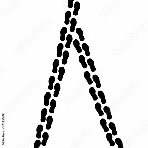 footprints with shoes on a white background. Footprints from sneakers. Silhouette of hiking, walking and health banners.