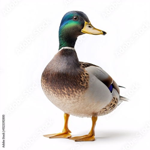 Colorful Mallard Duck in a Park Pond. A Stunning Wildlife and Nature Scene with Greenhead and Feathers