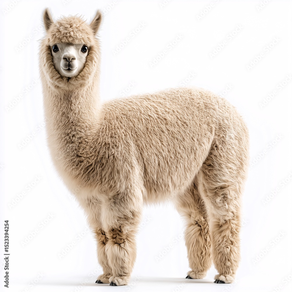 Obraz premium Adorable Alpaca. A Cute and Fluffy Peruvian Farm Animal with Soft Wool