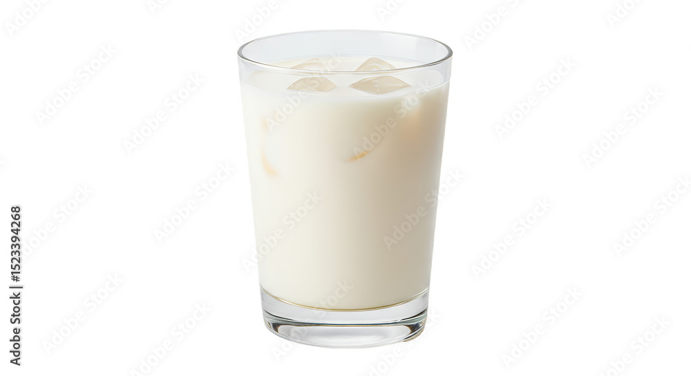 Isolated Glass of Cold Milk with Ice Cubes on Transparent Background Isolated Glass of Cold Milk with Ice Cubes on Transparent Background